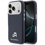 Husa Karl Lagerfeld Karl and Choupette Head Pins Saffiano cu MagSafe compatibila cu iPhone 17 Pro, Navy Blue 4 - lerato.ro