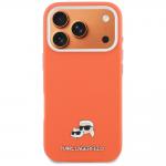 Husa Karl Lagerfeld Karl and Choupette Head Pins Saffiano cu MagSafe compatibila cu iPhone 17 Pro, Portocaliu 2 - lerato.ro