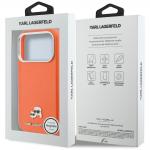 Husa Karl Lagerfeld Karl and Choupette Head Pins Saffiano cu MagSafe compatibila cu iPhone 17 Pro, Portocaliu 9 - lerato.ro