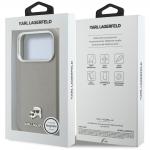 Husa Karl Lagerfeld Karl and Choupette Head Pins Saffiano cu MagSafe compatibila cu iPhone 17 Pro, Gri 9 - lerato.ro