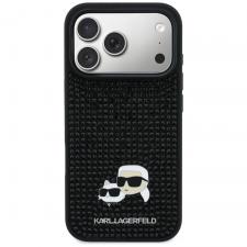 Husa Karl Lagerfeld Rhinestones Karl and Choupette Pin compatibila cu iPhone 17 Pro, Negru