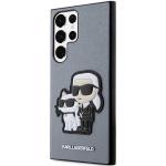 Carcasa Karl Lagerfeld Saffiano Karl and Choupette compatibila cu Samsung Galaxy S23 Ultra, Gri 3 - lerato.ro