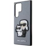 Carcasa Karl Lagerfeld Saffiano Karl and Choupette compatibila cu Samsung Galaxy S23 Ultra, Gri 7 - lerato.ro