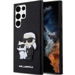 Carcasa Karl Lagerfeld Saffiano Karl and Choupette compatibila cu Samsung Galaxy S23 Ultra, Negru 4 - lerato.ro