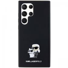 Carcasa Karl Lagerfeld Silicone Karl and Choupette Metal Pin compatibila cu Samsung Galaxy S23 Ultra, Negru
