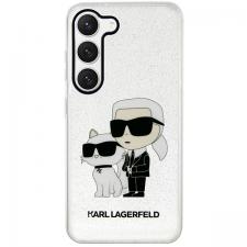 Carcasa Karl Lagerfeld Glitter Karl and Choupette compatibila cu Samsung Galaxy S23 Plus, Transparent
