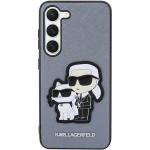 Carcasa Karl Lagerfeld Saffiano Karl and Choupette compatibila cu Samsung Galaxy S23 Plus, Gri 2 - lerato.ro