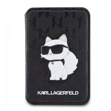 Huse universale / waterproof pentru telefoane, Portofel magnetic Karl Lagerfeld Saffiano Monogram Choupette, Compatibil MagSafe, Negru, lerato.ro