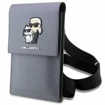 Geanta universala Karl Lagerfeld Saffiano Karl and Choupette, 18.5 x 11.5 x 2 cm, 5 compartimente, Silver 3 - lerato.ro