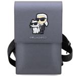 Geanta universala Karl Lagerfeld Saffiano Karl and Choupette, 18.5 x 11.5 x 2 cm, 5 compartimente, Silver 2 - lerato.ro