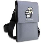 Geanta universala Karl Lagerfeld Saffiano Karl and Choupette, 18.5 x 11.5 x 2 cm, 5 compartimente, Silver 4 - lerato.ro