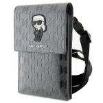 Geanta universala Karl Lagerfeld Saffiano Monogram Ikonik, 18.5 x 12 x 2 cm, 2 compartimente, Silver 3 - lerato.ro