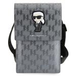 Geanta universala Karl Lagerfeld Saffiano Monogram Ikonik, 18.5 x 12 x 2 cm, 2 compartimente, Silver 2 - lerato.ro