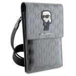 Geanta universala Karl Lagerfeld Saffiano Monogram Ikonik, 18.5 x 12 x 2 cm, 2 compartimente, Silver 4 - lerato.ro