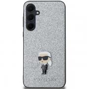 Carcasa Karl Lagerfeld Fixed Glitter Ikonik Logo Metal Pin compatibila cu Samsung Galaxy A55, Silver