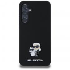 Carcasa Karl Lagerfeld Silicone Karl and Choupette Metal Pin compatibila cu Samsung Galaxy A55, Negru