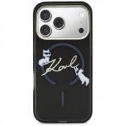 Carcasa Karl Lagerfeld IML Choupettes Karl Script Logo cu MagSafe compatibila cu iPhone 17 Pro, Negru