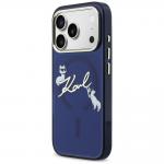 Carcasa Karl Lagerfeld IML Choupettes Karl Script Logo cu MagSafe compatibila cu iPhone 17 Pro, Albastru 3 - lerato.ro