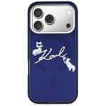 Carcasa Karl Lagerfeld IML Choupettes Karl Script Logo cu MagSafe compatibila cu iPhone 17 Pro, Albastru 2 - lerato.ro