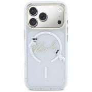 Carcasa Karl Lagerfeld IML Choupettes Karl Script Logo cu MagSafe compatibila cu iPhone 17 Pro, Transparent