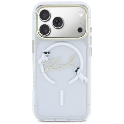 Carcasa Karl Lagerfeld IML Choupettes Karl Script Logo cu MagSafe compatibila cu iPhone 17 Pro, Transparent