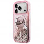 Carcasa Karl Lagerfeld Liquid Glitter Karl Script Logo cu MagSafe compatibila cu iPhone 17 Pro, Roz 3 - lerato.ro