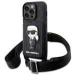 Carcasa Karl Lagerfeld Crossbody Saffiano Monogram Ikonik compatibila cu iPhone 14 Pro Max, Negru 3 - lerato.ro
