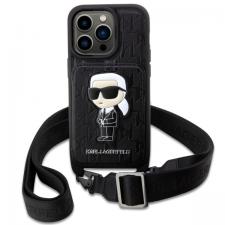 Carcasa Karl Lagerfeld Crossbody Saffiano Monogram Ikonik compatibila cu iPhone 14 Pro Max, Negru