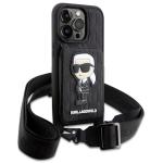 Carcasa Karl Lagerfeld Crossbody Saffiano Monogram Ikonik compatibila cu iPhone 14 Pro Max, Negru 4 - lerato.ro