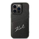 Carcasa Karl Lagerfeld Signature Logo Cardslot compatibila cu iPhone 14 Pro Max, Negru 2 - lerato.ro