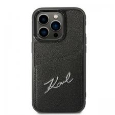 Huse si carcase iPhone 14 Pro Max, Carcasa Karl Lagerfeld Signature Logo Cardslot compatibila cu iPhone 14 Pro Max, Negru, lerato.ro