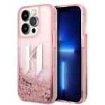 Carcasa Karl Lagerfeld Liquid Glitter Big KL compatibila cu iPhone 14 Pro Max, Roz 4 - lerato.ro