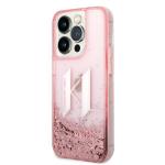 Carcasa Karl Lagerfeld Liquid Glitter Big KL compatibila cu iPhone 14 Pro Max, Roz 3 - lerato.ro