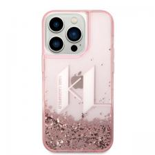 Huse si carcase iPhone 14 Pro Max, Carcasa Karl Lagerfeld Liquid Glitter Big KL compatibila cu iPhone 14 Pro Max, Roz, lerato.ro