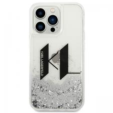 Carcasa Karl Lagerfeld Liquid Glitter Big KL compatibila cu iPhone 14 Pro Max, Silver
