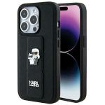 Carcasa Karl Lagerfeld Gripstand Saffiano Karl and Choupette Pin compatibila cu iPhone 14 Pro Max, Negru 4 - lerato.ro