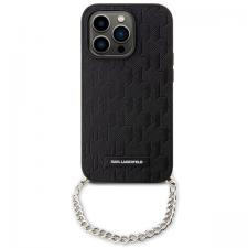 Huse si carcase iPhone 14 Pro Max, Carcasa Karl Lagerfeld Saffiano Monogram Chain compatibila cu iPhone 14 Pro Max, Negru, lerato.ro