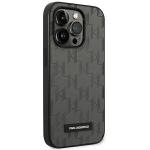 Carcasa Karl Lagerfeld Saffiano Mono Metal Logo compatibila cu iPhone 14 Pro Max, Gri 5 - lerato.ro