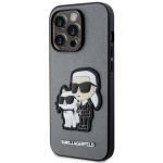 Carcasa Karl Lagerfeld Saffiano Karl and Choupette compatibila cu iPhone 14 Pro Max, Silver 3 - lerato.ro
