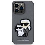 Carcasa Karl Lagerfeld Saffiano Karl and Choupette compatibila cu iPhone 14 Pro Max, Silver 2 - lerato.ro