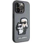 Carcasa Karl Lagerfeld Saffiano Karl and Choupette compatibila cu iPhone 14 Pro Max, Silver 5 - lerato.ro