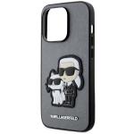 Carcasa Karl Lagerfeld Saffiano Karl and Choupette compatibila cu iPhone 14 Pro Max, Silver 7 - lerato.ro