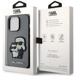Carcasa Karl Lagerfeld Saffiano Karl and Choupette compatibila cu iPhone 14 Pro Max, Silver 9 - lerato.ro