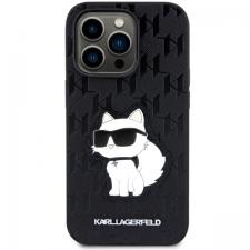 Huse si carcase iPhone 14 Pro Max, Carcasa Karl Lagerfeld Saffiano Monogram Choupette compatibila cu iPhone 14 Pro Max, Negru, lerato.ro