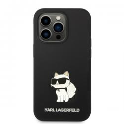 Carcasa Karl Lagerfeld Silicone Ikonik Choupette compatibila cu iPhone 14 Pro Max, Negru