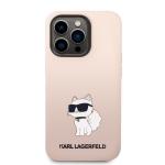 Carcasa Karl Lagerfeld Silicone Ikonik Choupette compatibila cu iPhone 14 Pro Max, Roz 2 - lerato.ro