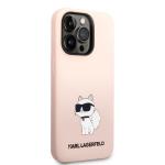 Carcasa Karl Lagerfeld Silicone Ikonik Choupette compatibila cu iPhone 14 Pro Max, Roz 5 - lerato.ro