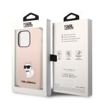 Carcasa Karl Lagerfeld Silicone Ikonik Choupette compatibila cu iPhone 14 Pro Max, Roz 9 - lerato.ro