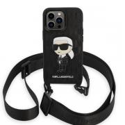 Carcasa Karl Lagerfeld Monogram Ikonik Patch compatibila cu iPhone 14 Pro Max, Negru