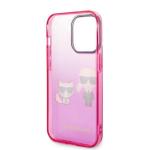 Carcasa Karl Lagerfeld Gradient Ikonik Karl and Choupette compatibila cu iPhone 14 Pro Max, Roz 8 - lerato.ro